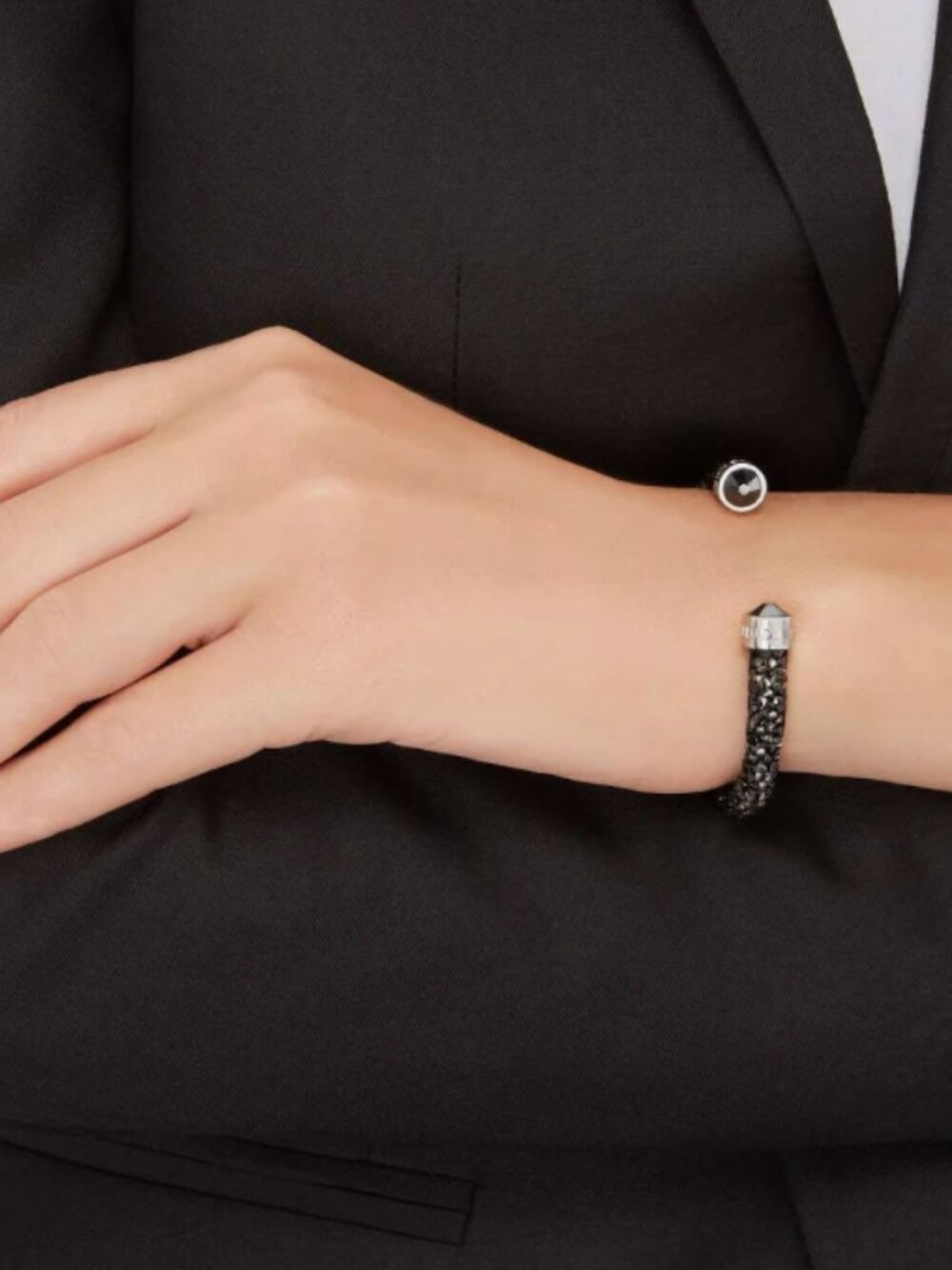 Swarovski Swarovski 5250073 Women's Crystaldust Black Crystal Cuff Bangle - Picture 4 of 10